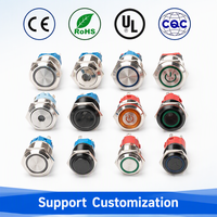 Bouton-poussoir métallique personnalisé lumineux, à verrouillage ou momentané, rond, étanche, 12mm 16mm 19mm 22mm, Fabricant