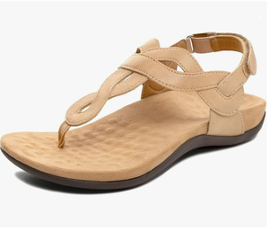 Sandales orthopédiques pour femmes avec soutien de la voûte plantaire, confortables, à lanières en T, orthopédiques, plates et décontractées - Product Image 5
