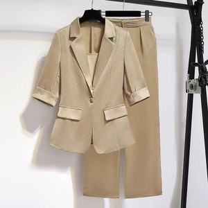 Vêtements pour femmes transfrontaliers Europe-Amérique, Nouvelle collection Printemps 2026, Ensemble élégant : Veste de costume cintrée à la taille et pantalon taille haute - Product Image 4