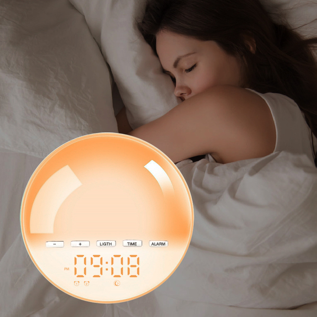 7 Color Changing Digital Wake up Light Sunrise Sunset sunlight Alarm Clock Sunrise Alarm Clock