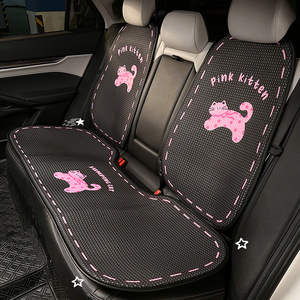 Housses de siège auto en maille rose motif chaton, ensemble complet arrière, décoratives, respirantes et fraîches pour l'été - Product Image 1