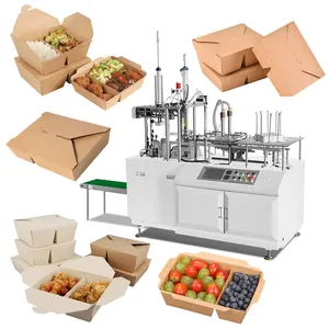 Kotak makanan mudah terurai mesin pembuat lipat, mesin pembuat pembentuk kotak makan siang sekali pakai
