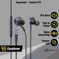 Earphone Stereo Berkabel dengan Jack Audio Aux 3.5mm dan Headset Hands-Free MIC untuk Musik, Kompatibel dengan Perangkat Elektronik
