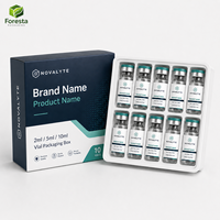 Boîte à peptides personnalisée avec logo gratuit, flacons de 3 ml et 10 ml, 10 flacons de 2 ml sur une palette en plastique, emballage en boîte de papier pour flacons de peptides de 2 ml et 10 ml
