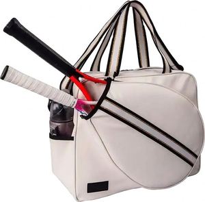 Sac de sport pour femme en polyester blanc, grand format, pour raquettes de tennis et de pickleball, sac à bandoulière, sac fourre-tout de tennis, fabriqué par une usine BSCI, OEM - Product Image 1