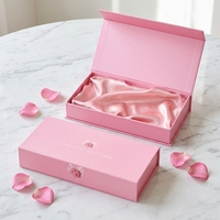 Boîte cadeau rose personnalisée avec logo, ensembles de maquillage de luxe, emballage de cosmétiques, boîte rigide magnétique pour flacon de parfum