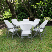 Vente flash : Ensemble de table à manger moderne en acier pour 10 personnes, chaises pliantes de banquet pour l'extérieur, pour mariages, fêtes, cour, hôtel