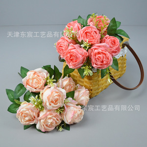 Bouquet de roses artificielles Dongchen Crafts, 7 têtes, fleurs en soie, 30cm-100cm, décoration intérieure, accessoires de mariage - Product Image 2