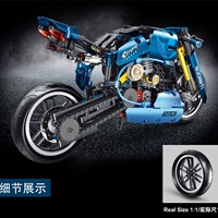 T3034 MOC Blocs de construction de moto haute vitesse technique, modèle de moto classique de course, jouet électronique