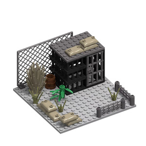 Set de Base para Escenas Tácticas de Bloques de Construcción de Plástico ABS, Fortaleza, Campamento, Poste de Defensa, Compatible con Figuras de Ladrillos, Juguete de Ensamblaje DIY para Exhibición - Product Image 6