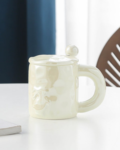 Nuovo smalto di <span class=keywords><strong>perle</strong></span> fuso acqua creativa nicchia Design per <span class=keywords><strong>la</strong></span> casa ceramica caffè e piattino tazza da tè con coperchio cucchiaio - Product Image 5