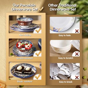 <span class=keywords><strong>Service</strong></span> de table en porcelaine, <span class=keywords><strong>18</strong></span> pièces, vaisselle de cuisine chinoise, <span class=keywords><strong>assiette</strong></span> et bol en céramique - Product Image 6