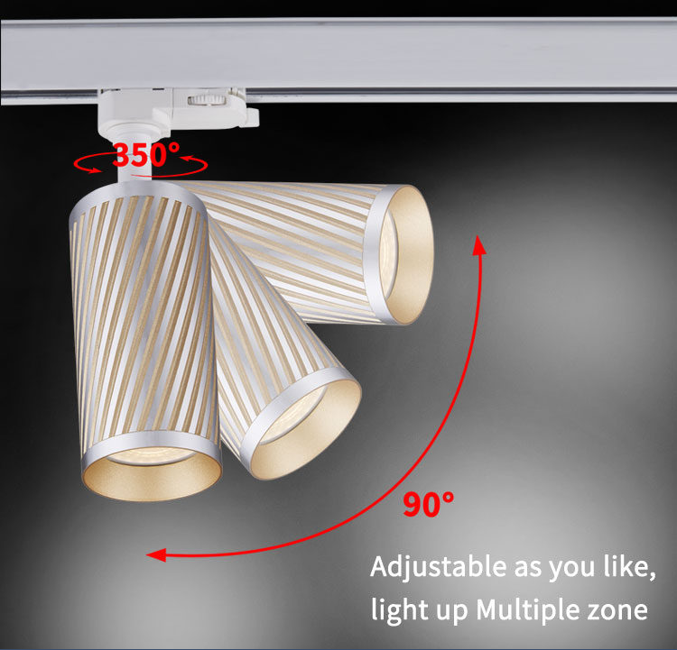 Adjustable Golden LED Ceiling Track Lights Aluminium AC 220-240V