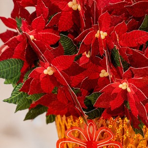 Tarjeta de Felicitación Navideña 3D con Diseño de Flor de Pascua, Hecha a Mano, Regalo Sorpresa para Deseos Festivos - Product Image 4