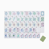 Tapis de Mahjong Moderne de Luxe à Motif Chrysanthème Orange avec Rayures Vert Olive, Tuiles de Mahjong, Fleur Joker, Portable, pour Soirée de Jeu, Cadeau pour la Maison