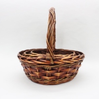 Corde de papier de couleur café en forme de bateau chinois, panier de fleurs tissé mélangé en osier, panier de fruits d'eau