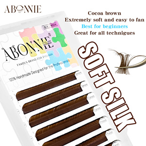 Abonnie Wholesale 003 Extensiones de Pestañas Marrones de Volumen C <span class=keywords><strong>D</strong></span> LJ LB LC LD Curl, Bandejas de Extensiones de Pestañas Marrones Sueltas de Fibra Mate Cachemira - Product Image 4