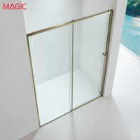 Cloison de salle de bain en verre trempé, porte coulissante, séparation sec/humide, acier inoxydable, fixe/mobile, design européen MAGIC MJ-2514