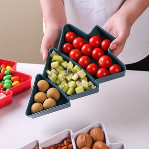 Plateau à fruits de Noël à 3 niveaux en plastique avec compartiments divisés pour bonbons, noix, fruits secs, plateau de rangement pour la maison, sans BPA - Product Image 4