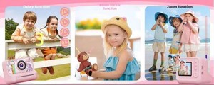 Appareil photo instantané pour enfants P8 avec écran 2,4 pouces, double objectif, capteur CMOS 1080P, filtre, impression thermique, design méduse de dessin animé - Product Image 4
