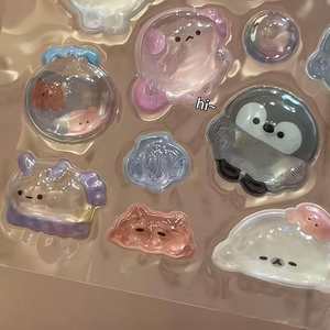 Autocollant 3D en relief populaire et mignon, haute valeur esthétique, imperméable, écologique, couleur pleine, forme ronde, décoration en cristal pour enfants - Product Image 3