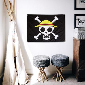 <span class=keywords><strong>Luffy</strong></span> Skeleton Flag 3x5FT Halloween Anime Banderas personalizadas <span class=keywords><strong>Sombrero</strong></span> <span class=keywords><strong>de</strong></span> <span class=keywords><strong>paja</strong></span> <span class=keywords><strong>de</strong></span> doble cara Piratas Banner - Product Image 3