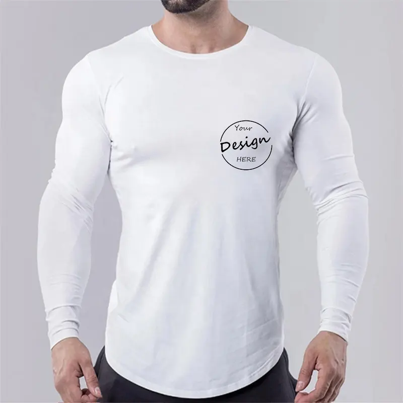 Muscle fitness sports long-sleeved T-shirt active quick-drying athletic men's basketball running training fitted clothes tshirts