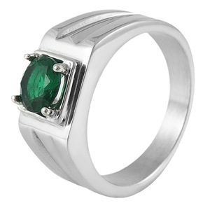 yunnique Men's <b>Titanium</b> Steel Sapphire <b>Ring</b> Geometric Design Wedding Band Simple Style - Product Image 5