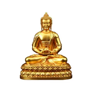 Bouddha en cuivre petite taille, artisanat bouddhisme, Mini Figurine de bouddha, doré, décoration de voiture, Amitabha, vente en gros