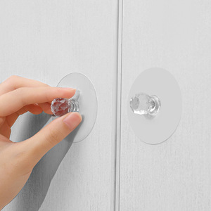 Cabinet Door And Drawer Handles Transparent Round Plastic Minimalist Design Easy Installation No Drill <b>Adhesive</b> For Furniture - Product Image 1