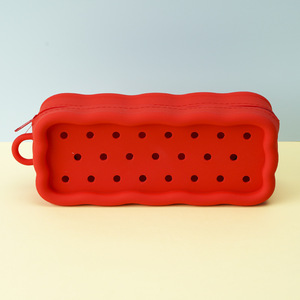 Portable Large Capacity Silicone Hole <b>Pen</b> Bag Waterproof DIY Pencil Pouch Student Stationery Bag - Product Image 6