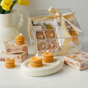 4 pièces ensemble biscuits <span class=keywords><strong>Biscuit</strong></span> bougies d'aromathérapie avec boîte-cadeau simulation à la main bougies alimentaires ornements parfumés décoration de la maison - Product Image 2