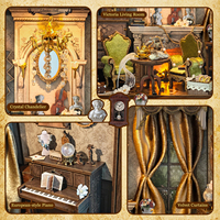 Hmaileon Kit de puzzle 3D en bois Glimmer Hall, kit de montage de cadre photo DIY, kit de maison miniature avec lampe LED, décoration intérieure