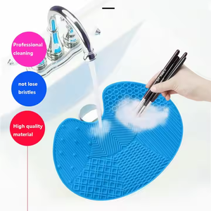 <b>Silicone</b> Foundation Makeup Brush <b>Scrubber</b> Board Makeup Brush Cleaner Pad Apple Shape Washing Cleaning Mat Cleaner Tool - Product Image 1
