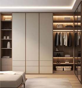 Custom Modern High-end Series Solid Color Painted Wood <b>Wardrobe</b> Beautiful Practical Storage Function Hotel Bedroom Furniture - Product Image 1