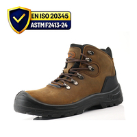 Bottes de sécurité en cuir Crazy Horse avec embout en acier anti-écrasement, résistantes aux chocs, anti-perforation, semelle en caoutchouc