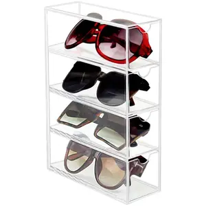 Présentoir de lunettes de soleil rotatif en acrylique avec 24 cadres Présentoir de lunettes de comptoir en acrylique