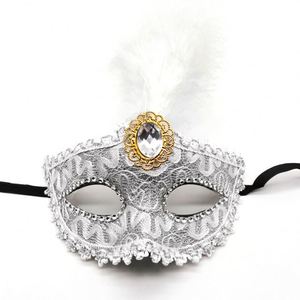 Usine directe italie <span class=keywords><strong>venise</strong></span> dames mascarade fête masque/translucide dentelle masque plume fête masque/halloween masque 70s femme - Product Image 3