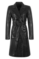 Abrigo de Mujer Personalizado 100% Cuero Nappa Negro Genuino, Cierre YKK de Alta Calidad, Logotipo Personalizado, Marca Privada, OEM, Venta al Por Mayor