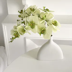 Customized High-Grade Ceramic Vase Light Luxury Phalaenopsis Artificial Flower Arrangement Living Room TV Cabinet Desktop Decor