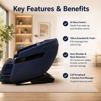 Fauteuil de massage intelligent de luxe 3D Shiatsu chauffant avec rouleau de massage des mollets et élévateur électrique pour personnes âgées