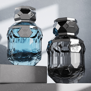 Botella de Perfume de Vidrio de Lujo ABL, Forma Cilíndrica, Diseño Grabado, con Tapa, Frasco de Fragancia Vacío, Empaque de Alta Gama - Product Image 3