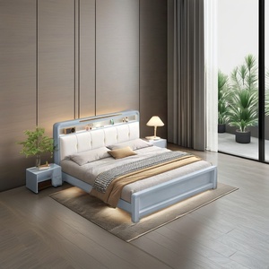 Cadre <span class=keywords><strong>de</strong></span> lit en bois massif multifonctionnel moderne avec tête <span class=keywords><strong>de</strong></span> lit, rangement, support en lattes <span class=keywords><strong>de</strong></span> bois et <span class=keywords><strong>sommier</strong></span>, meubles <span class=keywords><strong>de</strong></span> chambre à coucher - Product Image 5