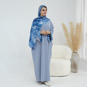 Abaya Modesta Sharut EID 2026, Vestito Musulmano Dubai con Maniche a Fessura, Abaya Chiusa in <span class=keywords><strong>Nida</strong></span>, Set Abito Musulmano da Donna con Hijab Abbinato - Product Image 1