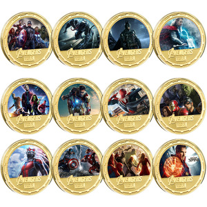 12 Monedas de Oro con Temática de Películas de <span class=keywords><strong>Marvel</strong></span>: Monedas Conmemorativas de Superhéroes de Metal, Perfectas para Coleccionar o Regalar - Product Image 1