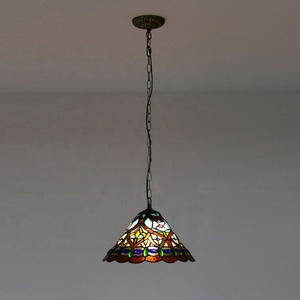 LongHuiJing 12 Inch Tiffany Style Chandelier Vintage Stained Glass Lamp Farmhouse Decor Gallery Baroque Ceiling Chandelier - Product Image 4