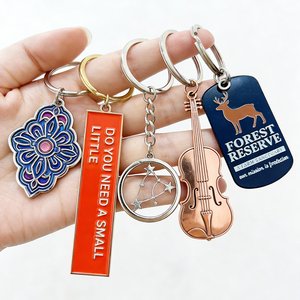 Enamel Metal Keychains Set Floral Pattern Slogan Constellation Violin Deer Tag Key Rings for Daily Gifts & Accessories