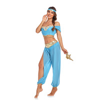 Nouveau Halloween Cosplay Aladdin Lampe Magique Princesse Jasmine Cosplay Costume Costume De Danse Du Ventre