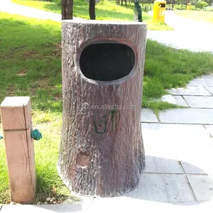Neues Design Baumstumpf Mülleimer szenische Stelle Peel Box Park Stumpf Abfall behälter Glasfaser Mülleimer