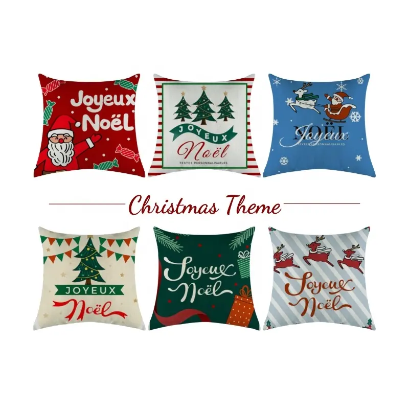 Hot Sale Print cushion cover christmas throw pillow case Polyester Hemp Linen Decorative christmas throw pillow covers